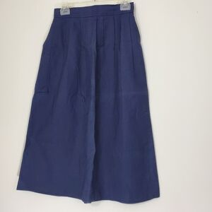 Vintage Claude Navy Blue Cotton/Ramie Skirt, Size 10 (size 4 today)
